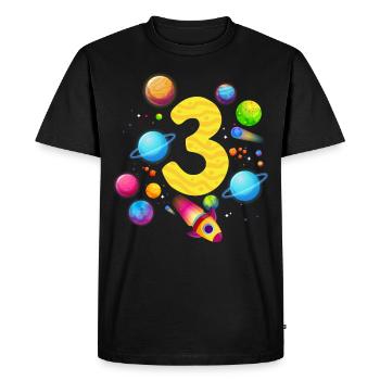 3ème anniversaire Garçons 3 ans Planète Anniversaire - T-shirt Premium bio Homme - noir - Devant - Nico (187cm)