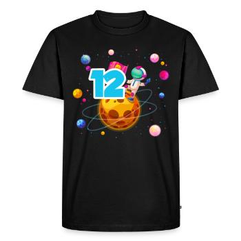 12th Birthday Boys 12 Years Planet Birthday - Men's Premium Organic T-Shirt - black - Front - Nico (187cm)