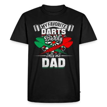 Darts Papa Mon copain de fléchettes préféré m’appelle - T-shirt Premium bio Homme - noir - Devant - Nico (187cm)