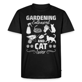 Amoureux du jardin et jardiniers amoureux des chats - T-shirt Premium bio Homme - noir - Devant - Nico (187cm)