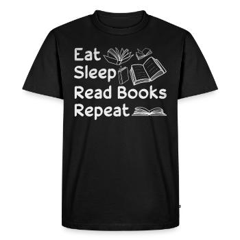 Book lovers eat sleep Read books Bookworm - Men's Premium Organic T-Shirt - black - Front - Nico (187cm)