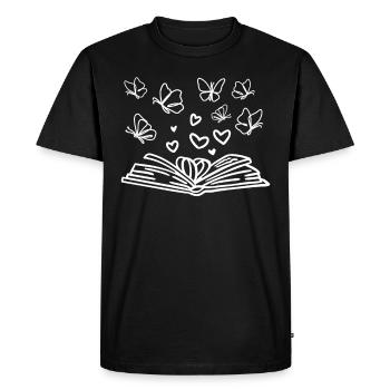 Lire Livre Rat de bibliothèque Amateur de livres Cœurs de livre - T-shirt Premium bio Homme - noir - Devant - Nico (187cm)