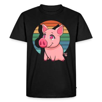 Pig Pigs - Men's Premium Organic T-Shirt - black - Front - Nico (187cm)