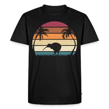 Retro Kiwi Bird Sunset Kiwi Birds New Zealand Kiwi - Men's Premium Organic T-Shirt - black - Front - Nico (187cm)