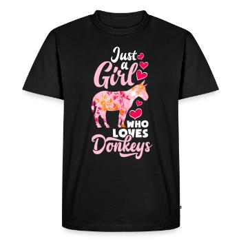 Funny Donkey Lover Gift Girl Donkey - Men's Premium Organic T-Shirt - black - Front - Nico (187cm)