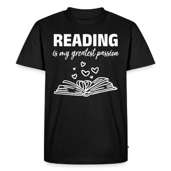 Lire Bookworm Books La lecture est ma plus grande - T-shirt Premium bio Homme - noir - Devant - Nico (187cm)