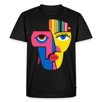 Conception d’art de visage abstrait audacieux et coloré - T-shirt Premium bio Homme - noir - Devant - Nico (187cm)
