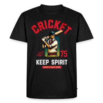 Motif rétro de cricket avec de joueur - T-shirt Premium bio Homme - noir - Devant - Nico (187cm)