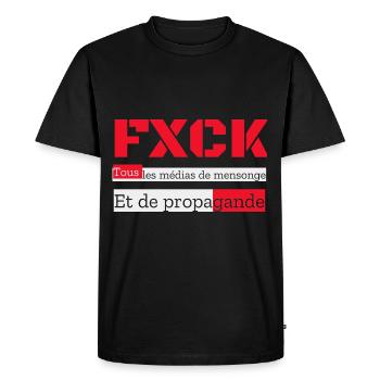 FXCK Les médias - T-shirt Premium bio Homme - noir - Devant - Nico (187cm)