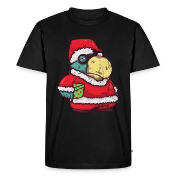 Cadeau perroquet Père Noël Noël - T-shirt Premium bio Homme - noir - Devant - Nico (187cm)