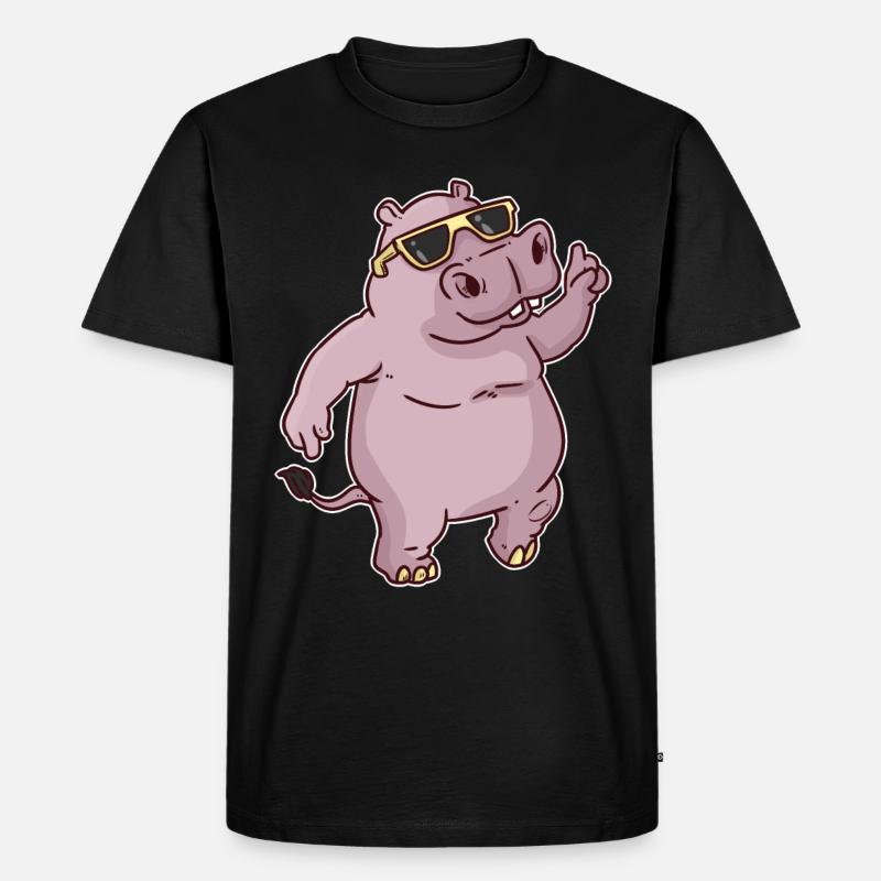 Nilpferd - Männer Premium Bio T-Shirt - Schwarz