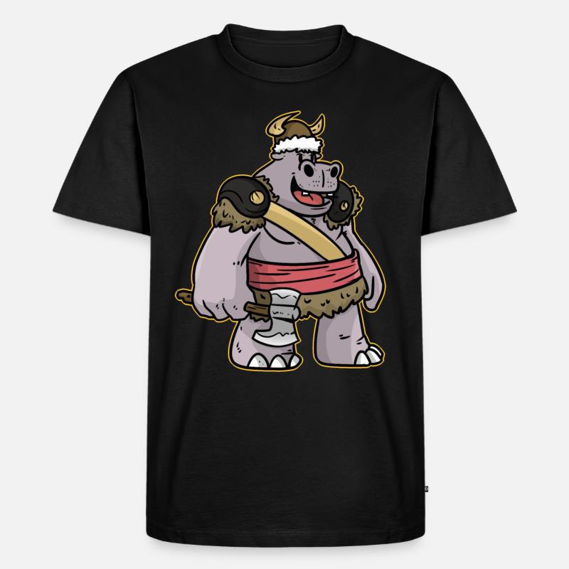 Nilpferd Krieger - Männer Premium Bio T-Shirt - Schwarz