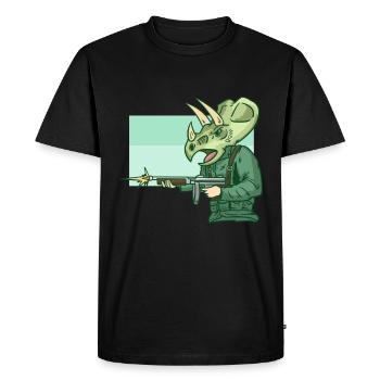 Triceratops soldier - Men's Premium Organic T-Shirt - black - Front - Nico (187cm)