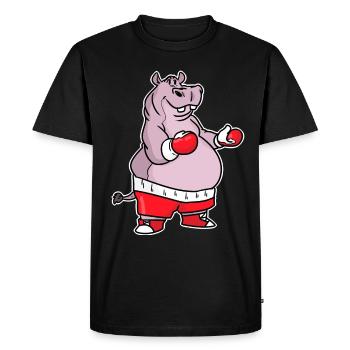 Hippopotamus boxing - Men's Premium Organic T-Shirt - black - Front - Nico (187cm)
