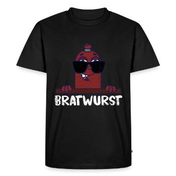 Bratwurst Germany food sausage gift - Men's Premium Organic T-Shirt - black - Front - Nico (187cm)