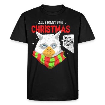Cadeau de chat du père Noël de vacances de Noël - T-shirt Premium bio Homme - noir - Devant - Nico (187cm)
