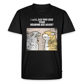 Cats Hearing Aid Hearing Aid Acoustician Gift - Men's Premium Organic T-Shirt - black - Front - Nico (187cm)
