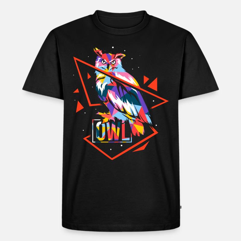 Polygon Eule - Männer Premium Bio T-Shirt - Schwarz
