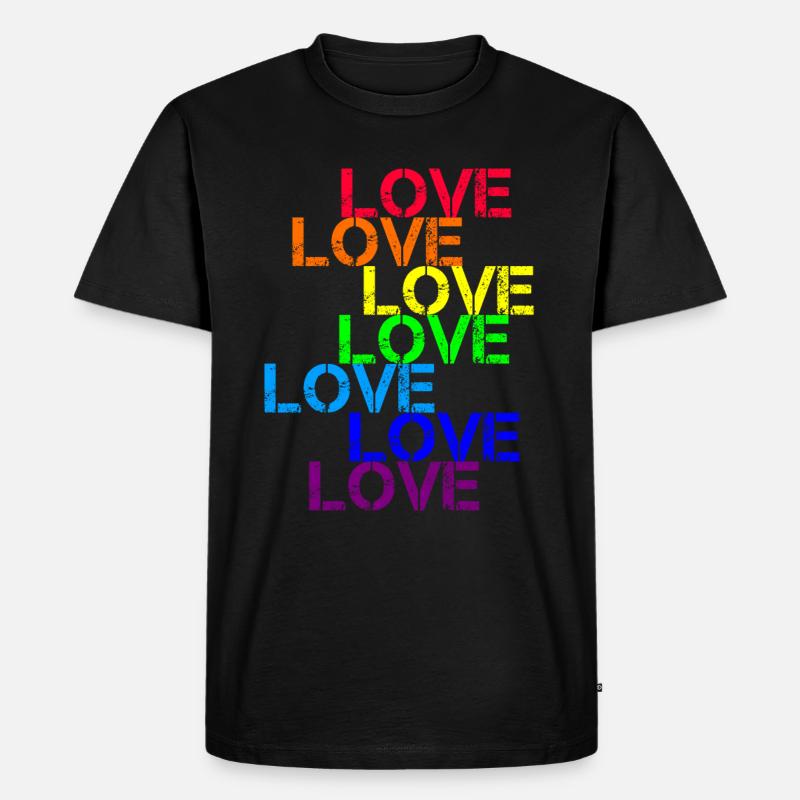 love CSD Regenbogen - Männer Premium Bio T-Shirt - Schwarz