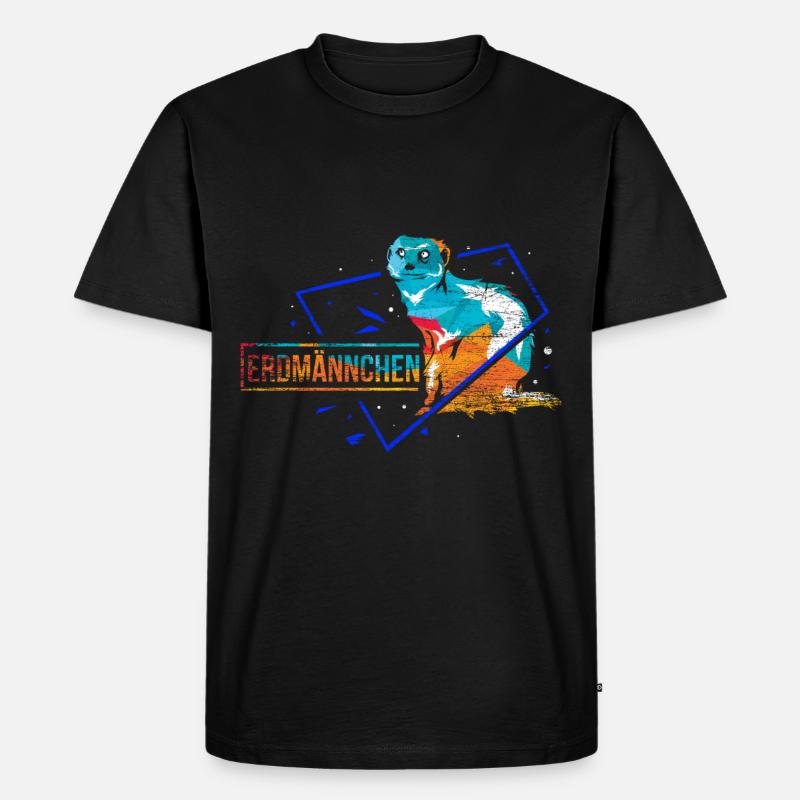 Erdmännchen Polygon Geschenk - Männer Premium Bio T-Shirt - Schwarz