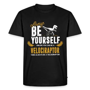 Velociraptor dinosaure - T-shirt Premium bio Homme - noir - Devant - Nico (187cm)