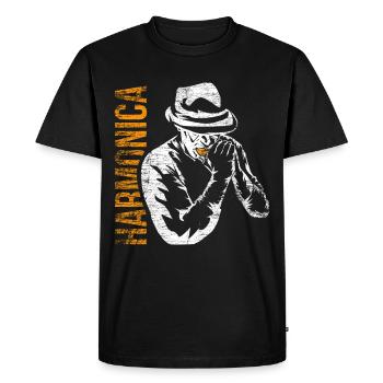 Mundharmonika - Männer Premium Bio T-Shirt - Schwarz - Vorne - Nico (187cm)