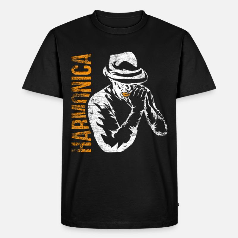 Mundharmonika - Männer Premium Bio T-Shirt - Schwarz