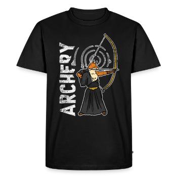 Archery fox gift - Men's Premium Organic T-Shirt - black - Front - Nico (187cm)