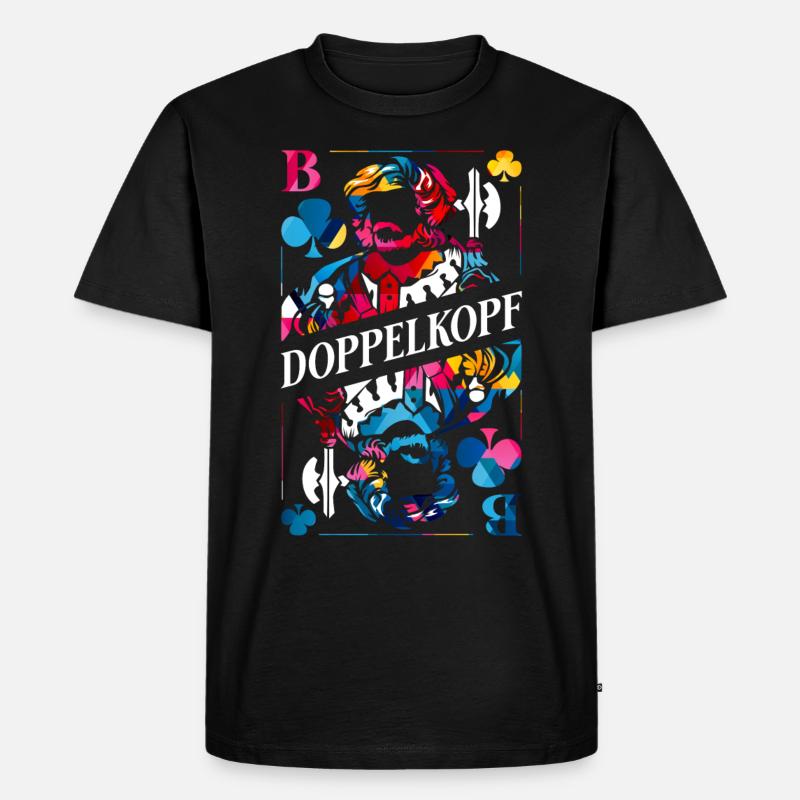 Doppelkopf Polygon - Männer Premium Bio T-Shirt - Schwarz