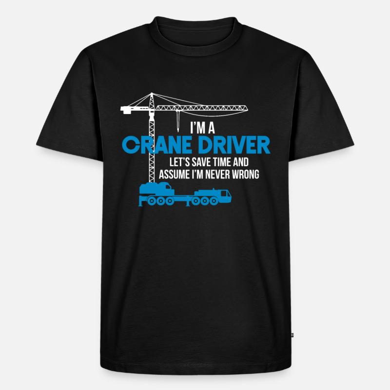 Kranführer - Männer Premium Bio T-Shirt - Schwarz