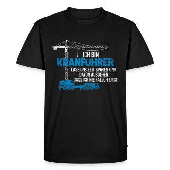 Crane operator gift - Men's Premium Organic T-Shirt - black - Front - Nico (187cm)