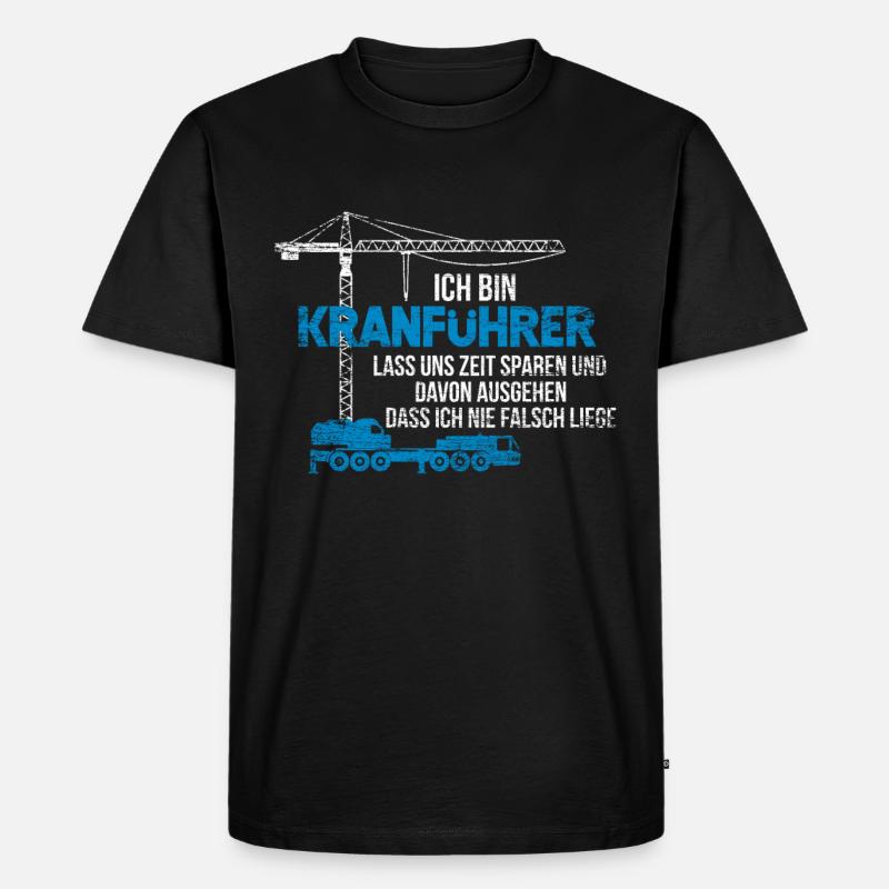 Kranführer Geschenk - Männer Premium Bio T-Shirt - Schwarz