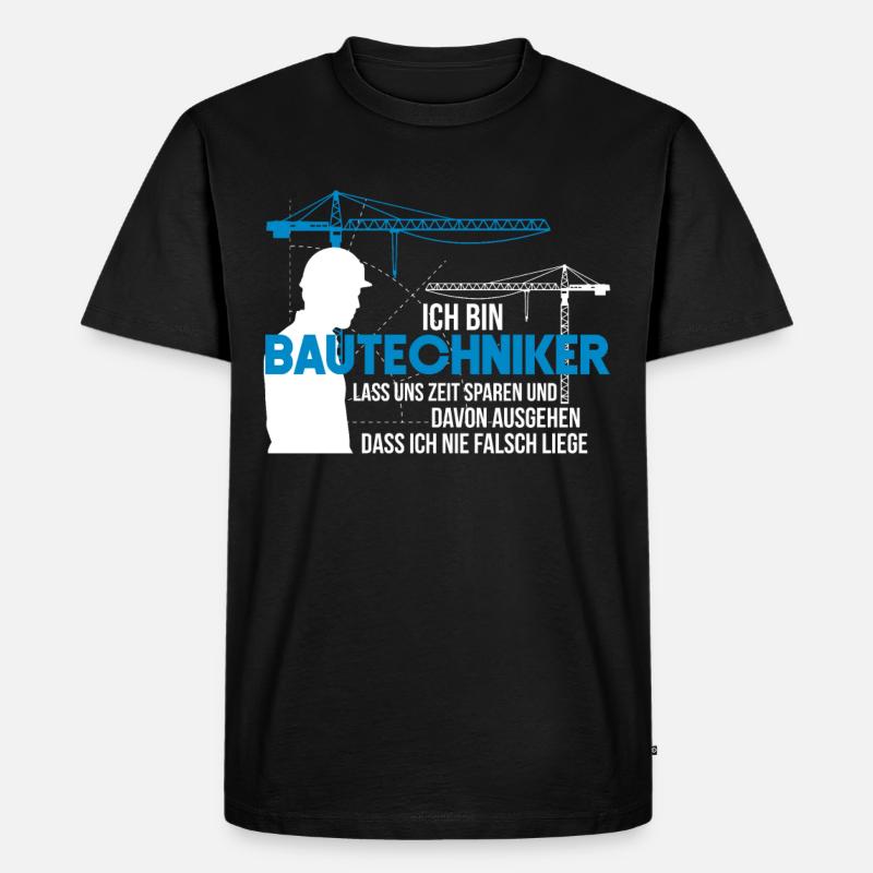 bautechniker - Männer Premium Bio T-Shirt - Schwarz
