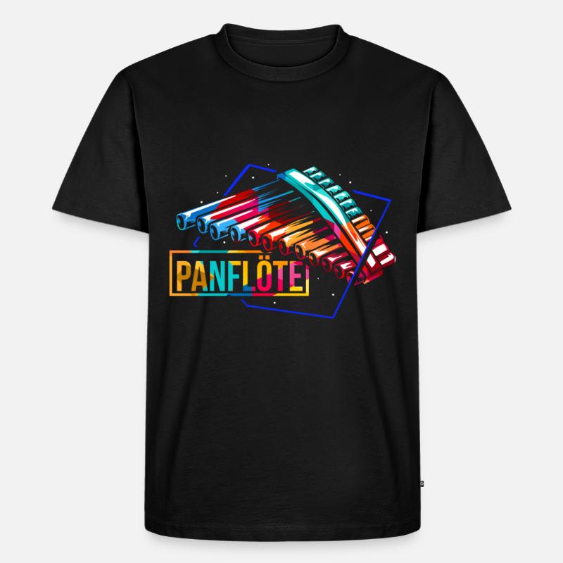 Panflöte - Männer Premium Bio T-Shirt - Schwarz