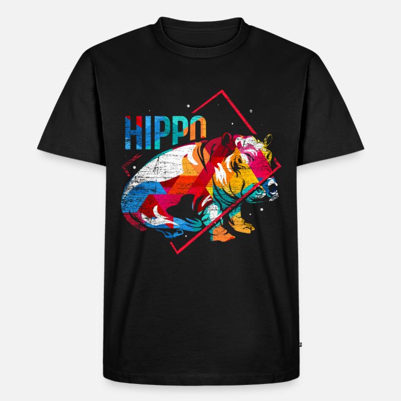 Nilpferd Polygon - Männer Premium Bio T-Shirt - Schwarz