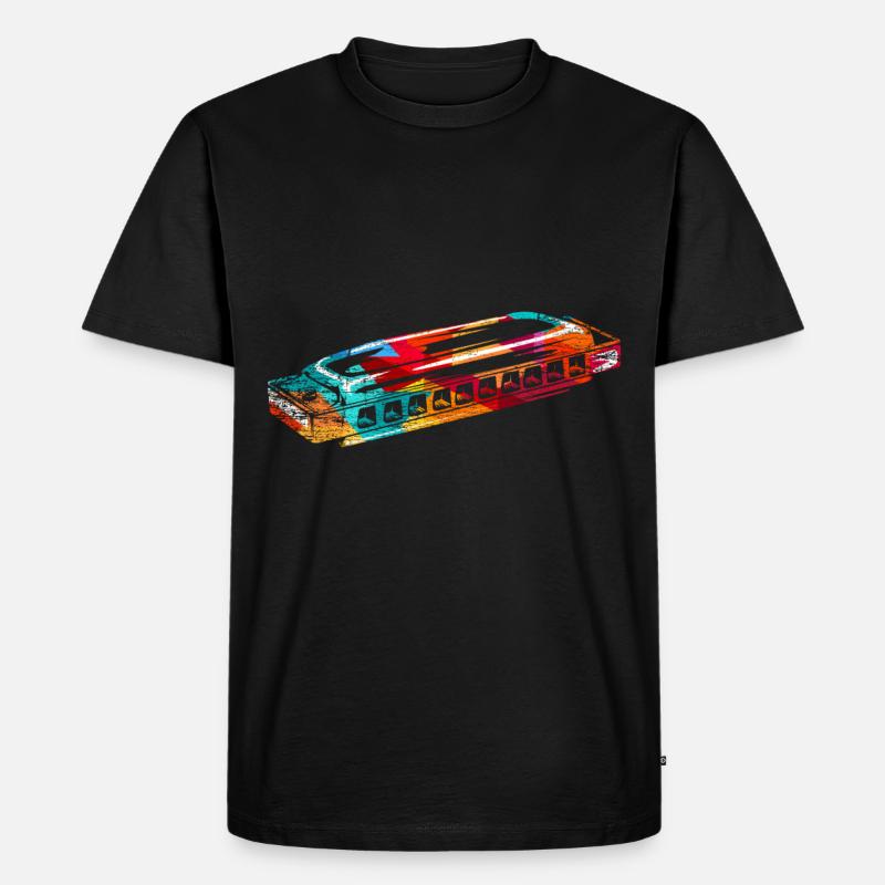 Mundharmonika Geschenk - Männer Premium Bio T-Shirt - Schwarz