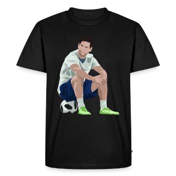 Ballon de foot - T-shirt Premium bio Homme - noir - Devant - Nico (187cm)