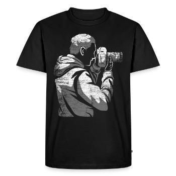 Photographe caméra cadeau - T-shirt Premium bio Homme - noir - Devant - Nico (187cm)