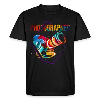 Photographe caméra cadeau - T-shirt Premium bio Homme - noir - Devant - Nico (187cm)
