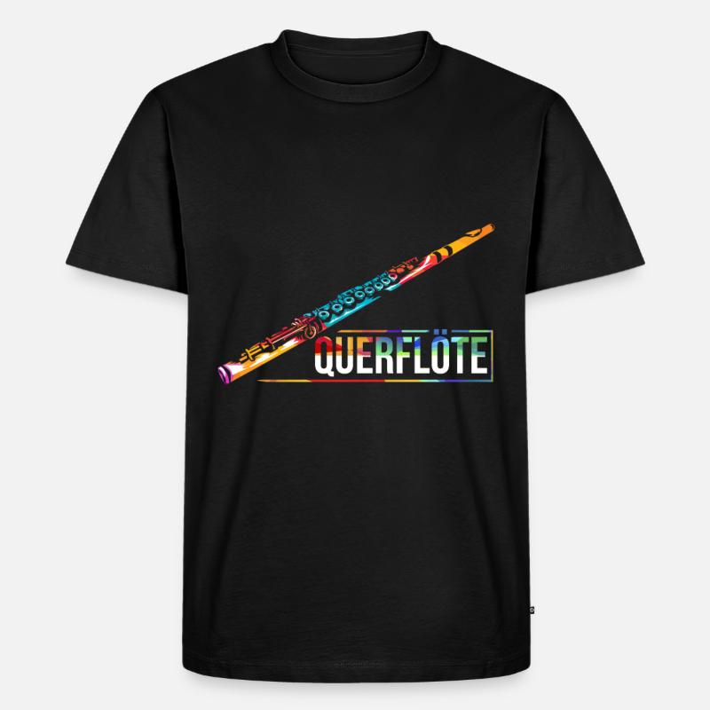 Querflöte Instrument Flöte - Männer Premium Bio T-Shirt - Schwarz