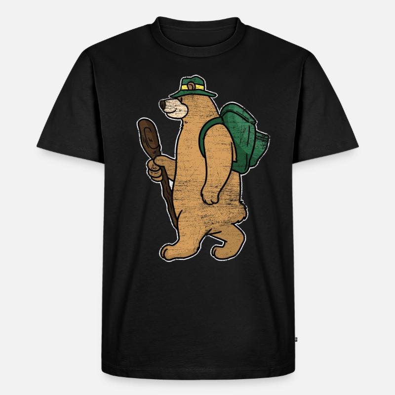 Backpacker Bär Geschenk - Männer Premium Bio T-Shirt - Schwarz