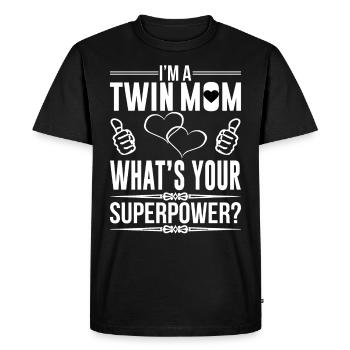 IMA TWIN MOM WHAT S YOUR SUPERPOWER - Men's Premium Organic T-Shirt - black - Front - Nico (187cm)