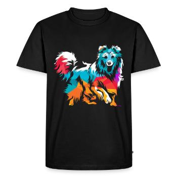 Shetland Shepherd Gift - Men's Premium Organic T-Shirt - black - Front - Nico (187cm)