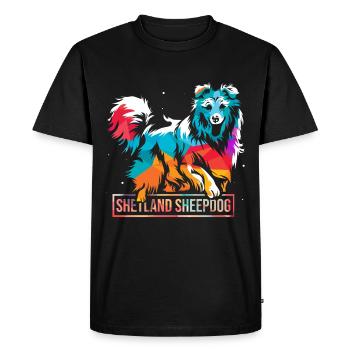 Chien de berger des Shetland - T-shirt Premium bio Homme - noir - Devant - Nico (187cm)