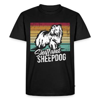 Shetland Chien de berger Cadeau - T-shirt Premium bio Homme - noir - Devant - Nico (187cm)