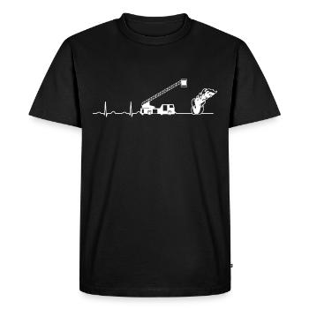 Heartbeat aerial ladder fire department with flame - Men's Premium Organic T-Shirt - black - Front - Nico (187cm)