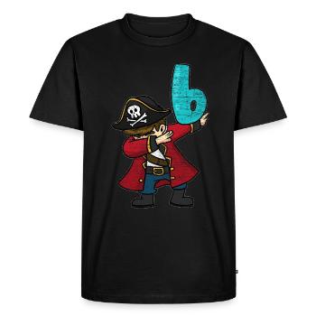 Captain Pirate Dab's 6th birthday - Men's Premium Organic T-Shirt - black - Front - Nico (187cm)
