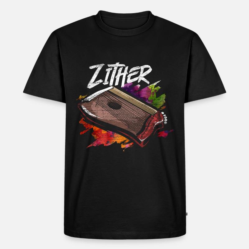 Zither - Männer Premium Bio T-Shirt - Schwarz