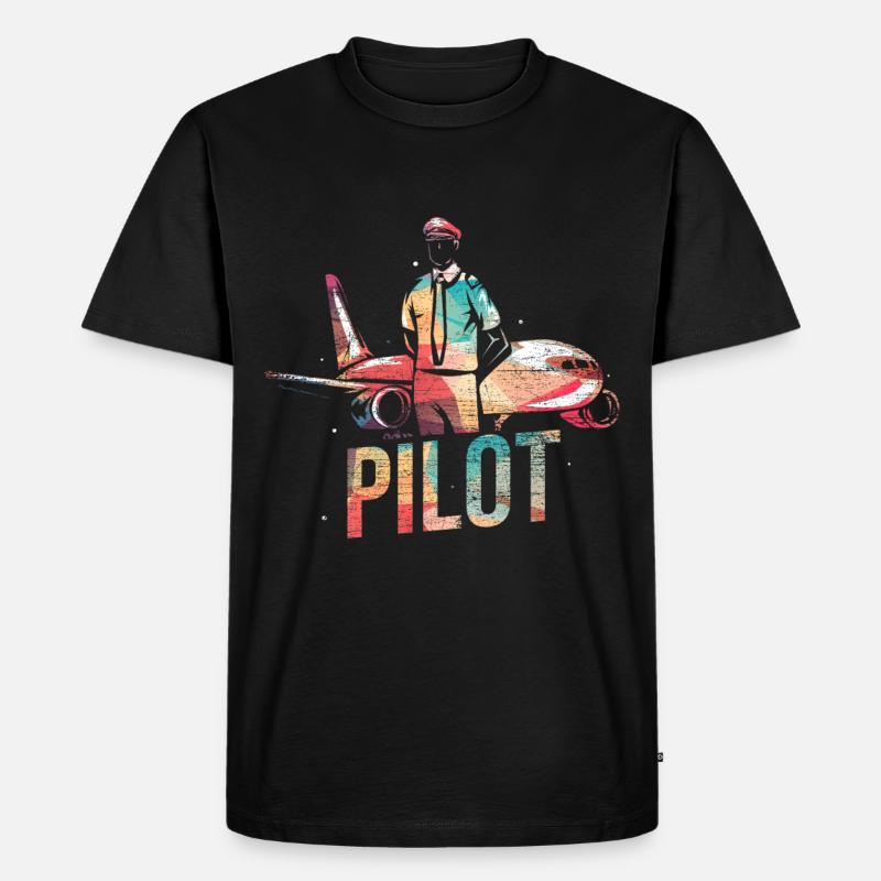 Flugzeug Pilot - Männer Premium Bio T-Shirt - Schwarz
