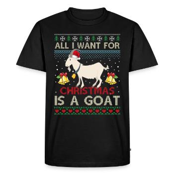 Pull de Noël laid avec chèvre pour Noël - T-shirt Premium bio Homme - noir - Devant - Nico (187cm)